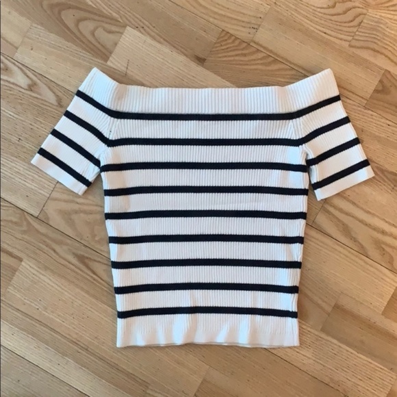 Club Monaco navy white stripe top XS - Picture 1 of 2